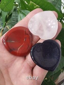 Wholesale! 50pcs Mix Crystal Love Heart Worry Stone Palm Stone Rei Healing Gift