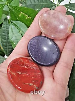 Wholesale! 50pcs Mix Crystal Oval Thumb Worry Stone Palm Stone Rei Healing Gift