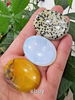 Wholesale! 50pcs Mix Crystal Oval Thumb Worry Stone Palm Stone Rei Healing Gift