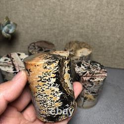Wholesale 5pcs Natural Chinese Painting Stone Quartz Crystal cylinder home decor