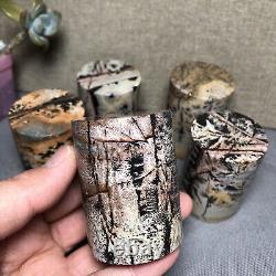 Wholesale 5pcs Natural Chinese Painting Stone Quartz Crystal cylinder home decor