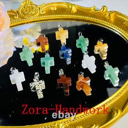 Wholesale CrystalMix Natural Mini Quartz Cross Pendant Heal Gems decorate Gift