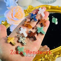 Wholesale CrystalMix Natural Mini Quartz Cross Pendant Heal Gems decorate Gift