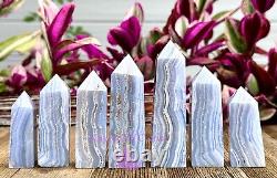 Wholesale Lot 1 Lb Natural Blue Lace Agate Obelisk Tower Point Crystal
