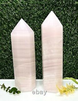 Wholesale Lot 2-3 pcs Large Natural Mangano Calcite Obelisk Tower Point Crystal