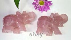 Wholesale Lot 2 PCs Natural Rose Quartz Elephants Healing Energy