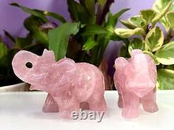 Wholesale Lot 2 PCs Natural Rose Quartz Elephants Healing Energy