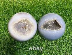 Wholesale Lot 2 Pcs Natural Druzy Agate Sphere Crystal Ball 2.75-3 Lbs Healing