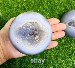 Wholesale Lot 2 Pcs Natural Druzy Agate Sphere Crystal Ball 2.75-3 Lbs Healing