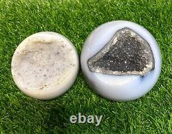 Wholesale Lot 2 Pcs Natural Druzy Agate Sphere Crystal Ball 2.75-3 Lbs Healing