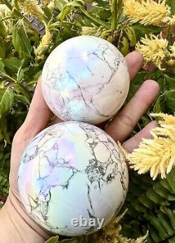 Wholesale Lot 3-4Pcs Angel Aura Howlite Sphere Crystal Ball Healing Energy