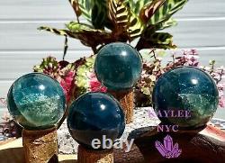 Wholesale Lot 3-4 Pcs Natural Blue Fluorite Spheres Crystal Ball 3.9-4lbs
