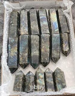 Wholesale Lot 3+Lb Labradorite Stone Obelisk/Tower Crystal Madagascar (17pcs)