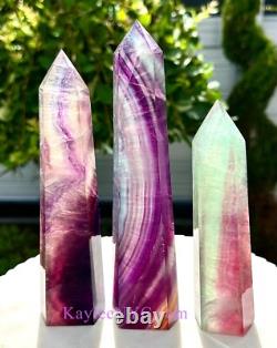 Wholesale Lot 3 PCs Large Natural Candy Fluorite Towers Crystal Obelisk 3.8-4 Lb