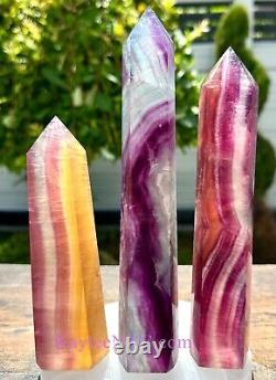 Wholesale Lot 3 PCs Large Natural Candy Fluorite Towers Crystal Obelisk 3.8-4 Lb