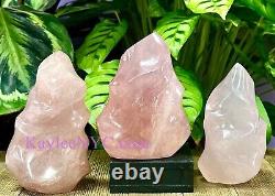 Wholesale Lot 3 PCs Natural Rose Quartz Flame Crystal Healing