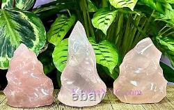 Wholesale Lot 3 PCs Natural Rose Quartz Flame Crystal Healing