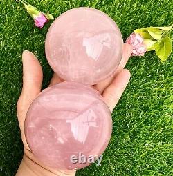 Wholesale Lot 3 Pcs 3.8 To 4 Lbs Natural Rose Quartz Spheres Crystal Ball