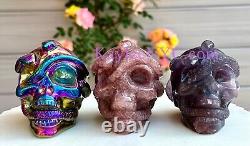 Wholesale Lot 3 Pcs 3 Crystal Snake Skulls Healing Energy