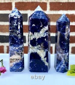 Wholesale Lot 3 pcs Natural Sodalite Obelisk Tower Point Crystal Healing