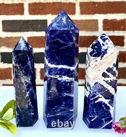 Wholesale Lot 3 pcs Natural Sodalite Obelisk Tower Point Crystal Healing