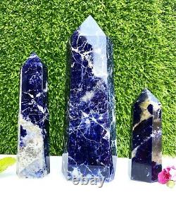 Wholesale Lot 3 pcs Natural Sodalite Obelisk Tower Point Crystal Healing