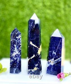 Wholesale Lot 3 pcs Natural Sodalite Obelisk Tower Point Crystal Healing