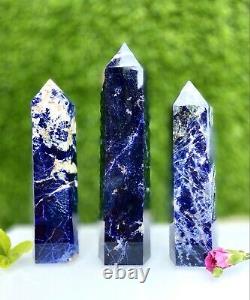 Wholesale Lot 3 pcs Natural Sodalite Obelisk Tower Point Crystal Healing