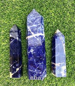 Wholesale Lot 3 pcs Natural Sodalite Obelisk Tower Point Crystal Healing