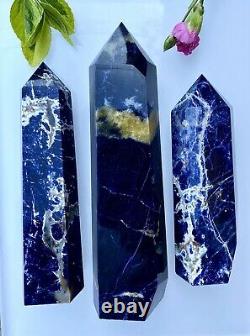 Wholesale Lot 3 pcs Natural Sodalite Obelisk Tower Point Crystal Healing