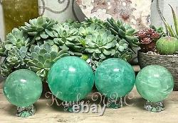 Wholesale Lot 4-5 Pcs Natural Green Fluorite Spheres Crystal Ball 4.8 To 5 Lbs
