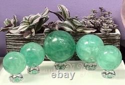 Wholesale Lot 4-5 Pcs Natural Green Fluorite Spheres Crystal Ball 4.8 To 5 Lbs