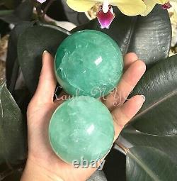 Wholesale Lot 4-5 Pcs Natural Green Fluorite Spheres Crystal Ball 4.8 To 5 Lbs