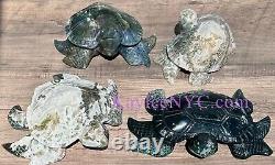 Wholesale Lot 4 PCs Natural Moss Agate Turtle Healing Energy 4.1-4.4Lbs