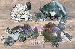 Wholesale Lot 4 PCs Natural Moss Agate Turtle Healing Energy 4.1-4.4Lbs