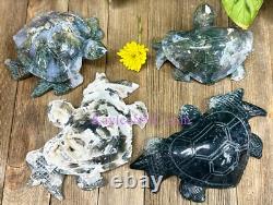 Wholesale Lot 4 PCs Natural Moss Agate Turtle Healing Energy 4.1-4.4Lbs