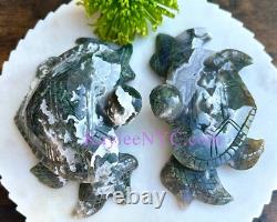Wholesale Lot 4 PCs Natural Moss Agate Turtle Healing Energy 4.1-4.4Lbs