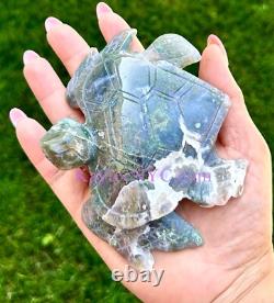Wholesale Lot 4 PCs Natural Moss Agate Turtle Healing Energy 4.1-4.4Lbs