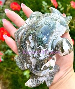 Wholesale Lot 4 PCs Natural Moss Agate Turtle Healing Energy 4.1-4.4Lbs