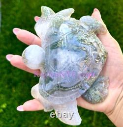 Wholesale Lot 4 PCs Natural Moss Agate Turtle Healing Energy 4.1-4.4Lbs
