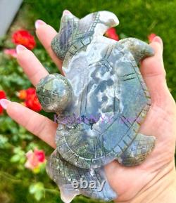Wholesale Lot 4 PCs Natural Moss Agate Turtle Healing Energy 4.1-4.4Lbs