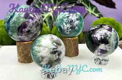 Wholesale Lot 4 Pcs Natural Feather Fluorite Spheres Crystal Ball Healing