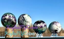 Wholesale Lot 4 Pcs Natural Feather Fluorite Spheres Crystal Ball Healing