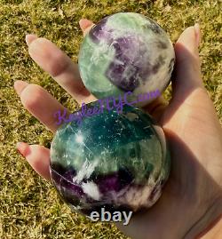 Wholesale Lot 4 Pcs Natural Feather Fluorite Spheres Crystal Ball Healing