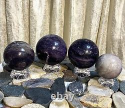 Wholesale Lot 4 Pcs Natural Silk Fluorite Spheres Crystal Ball 5.8-6 Lbs Healing