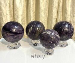 Wholesale Lot 4 Pcs Natural Silk Fluorite Spheres Crystal Ball 5.8-6 Lbs Healing