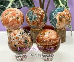 Wholesale Lot 5-6 Pcs Natural Sunstone Apatite Sphere Crystal Ball 3.9-4Lbs