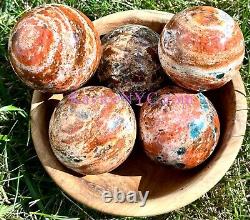 Wholesale Lot 5-6 Pcs Natural Sunstone Apatite Sphere Crystal Ball 3.9-4Lbs