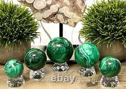 Wholesale Lot 5 PCs Natural Malachite Spheres Crystal Ball Healing 1.9-2lbs