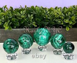 Wholesale Lot 5 PCs Natural Malachite Spheres Crystal Ball Healing 1.9-2lbs